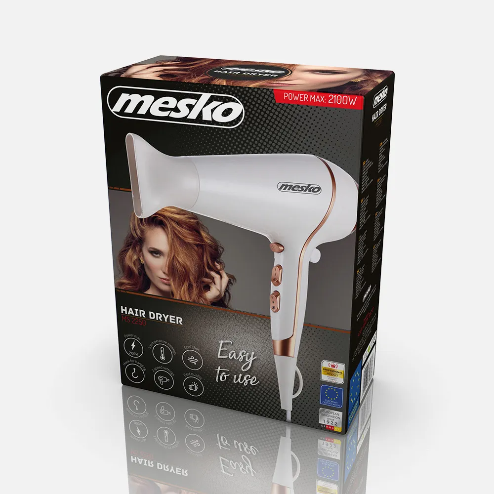 Secador 2100w 2 Niv. Fuerza 3 Niv. Temp. Aire Frio Concentrador Asa Para Colgar