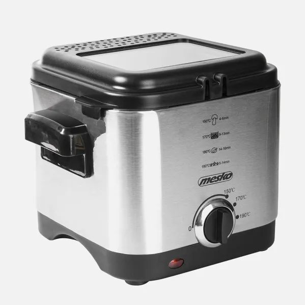 Freidora Acero Inox. 900w 1'5l Tapa Transparente Luz Control Cesta Elevable Asa Plegable