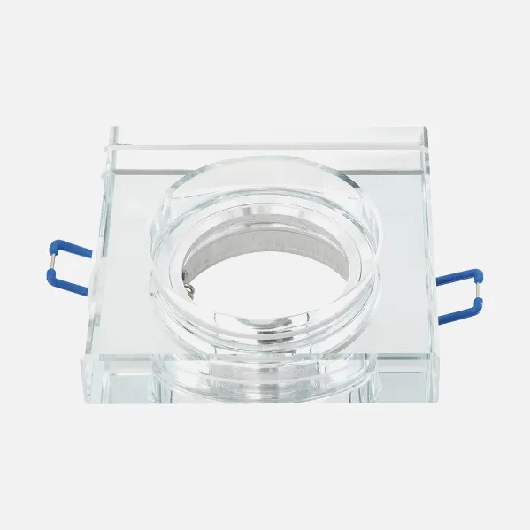 Empotrable Cristal Solna 1xgu10 Cuadrado Grosor 2cm  Transparente C/portalampara 2x9x9 Cm Corte 6 Cm