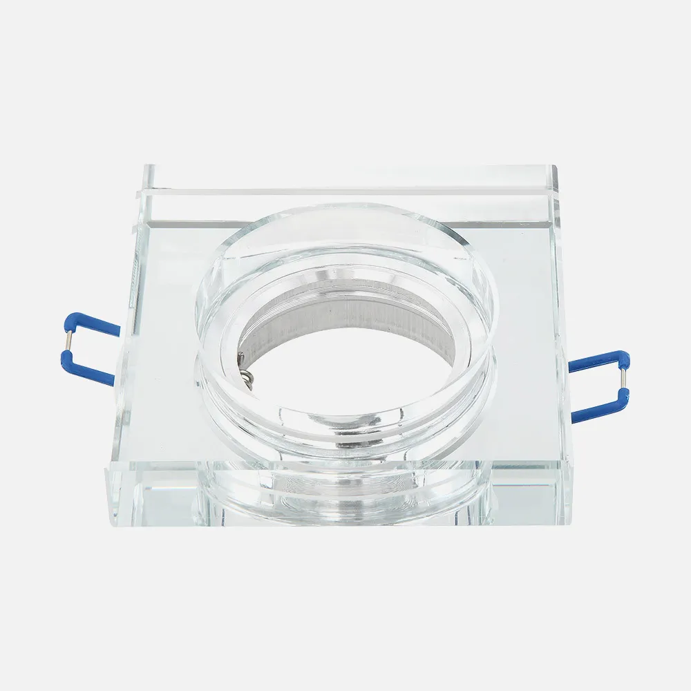 Empotrable Cristal Solna 1xgu10 Cuadrad Grosor 2cm  Transparente C/portalampara 2x9x9 Cm Corte 6 Cm