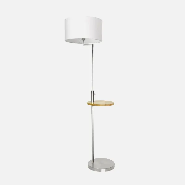 Pie De Salon Sirio C/mesa Y Conex.usb 1xe27 Cromo C/ Pant Blanca (164x40x40)(24x40x40) Cm