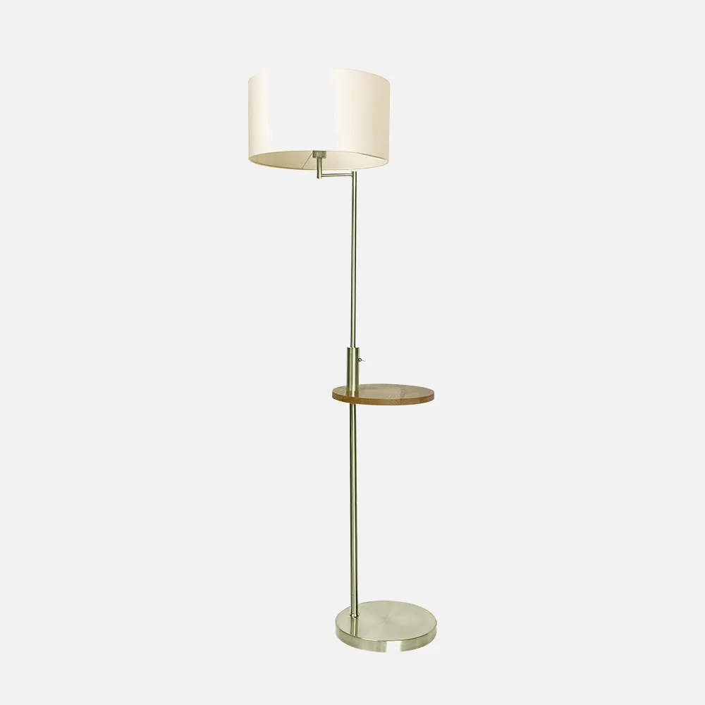 Pie De Salon Sirio C/mesa Y Conex.usb 1xe27 Cuero  C/ Pant Beig (164x40x40)(24x40x40) Cm