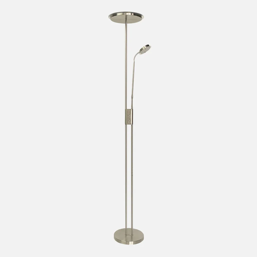 Pie De Salón Antares 20w+7w 4000k C/lector Cuero 183x25x25 Cm Táctil C/reg.Intensidad Y Memoria 