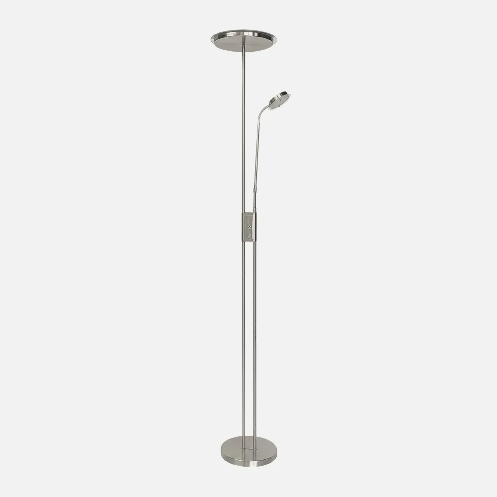 135742003 - Pie De Salon Antares 20w+7w 4000k  C/lector  Niquel 183x25x25 Cm Tactil c/reg.Intensidad Y Memoria