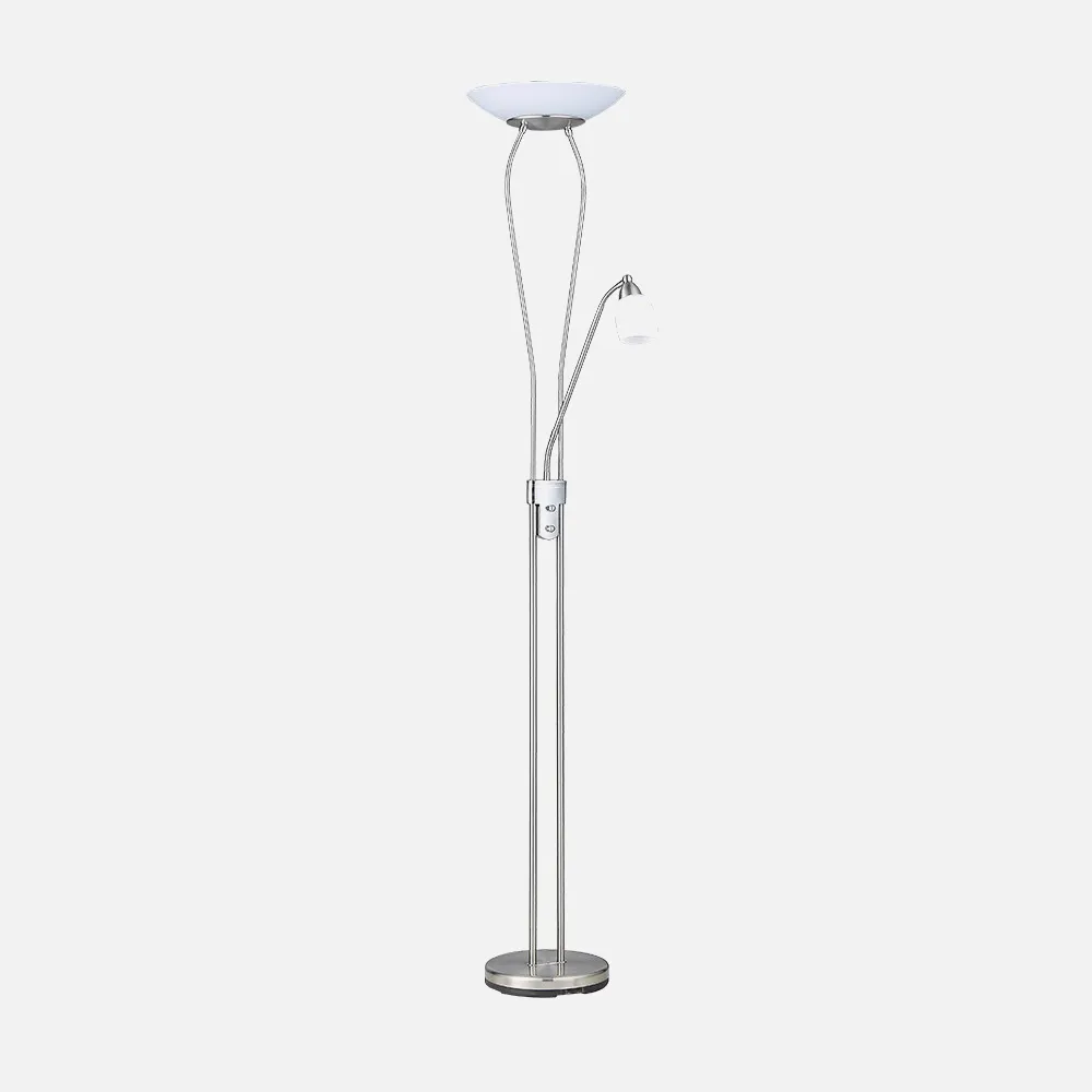 Pie De Salón Wolf 18+5w 4000k 1800/500lm Niquel C/lector  Y Reg.Intensidad 178x31,5x31,5 Cm