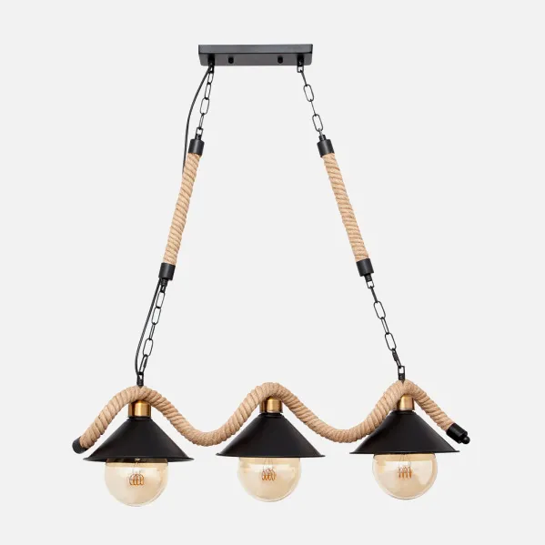 Lamp Cape 3xe27 Black Rope Of Hemp Regx72x18 Cm