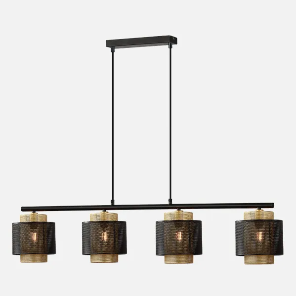 Lâmpada de Quioto 4xe27 Preto/ouro Regx106x16 Cm