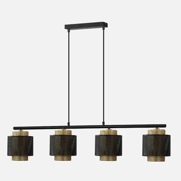Lâmpada de Quioto 4xe27 Preto/ouro Regx106x16 Cm