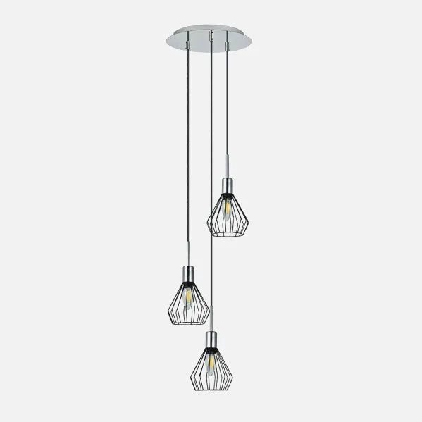 Pendant light St. Petersburg 3xe14 Black/chrome Regx30x30 Cm
