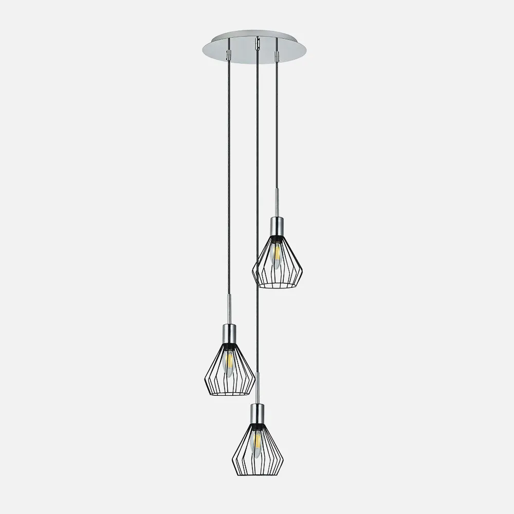 153593052 - Pendant light St. Petersburg 3xe14 Black/chrome Regx30x30 Cm