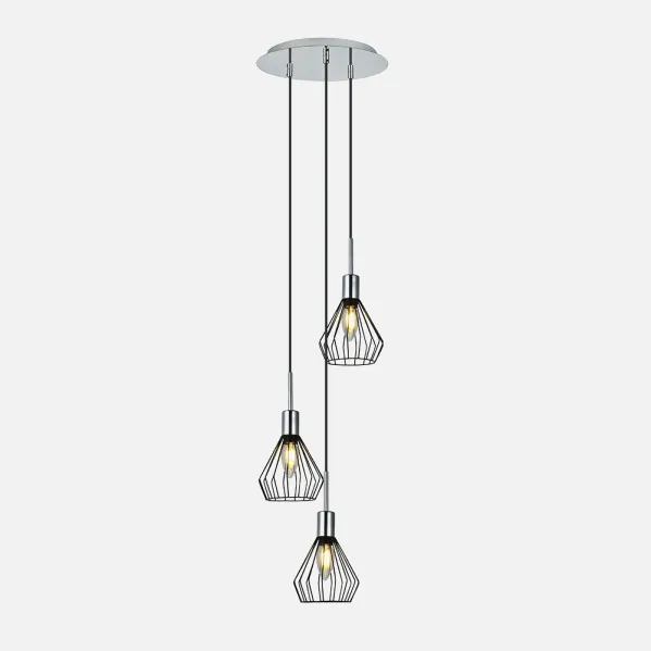 Pendant light St. Petersburg 3xe14 Black/chrome Regx30x30 Cm