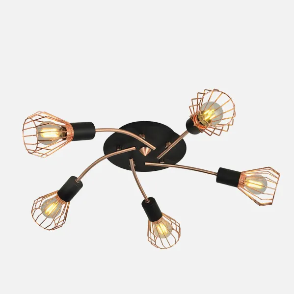 Ceiling light St. Petersburg 5xe14 Black/copper 15x55x55 Cm