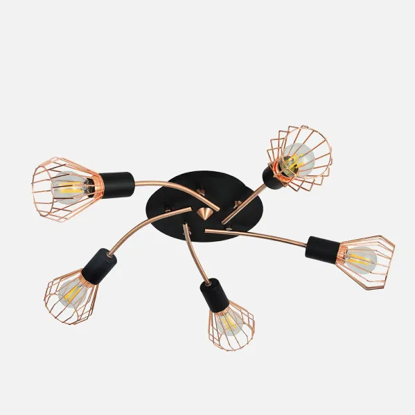 Ceiling light St. Petersburg 5xe14 Black/copper 15x55x55 Cm
