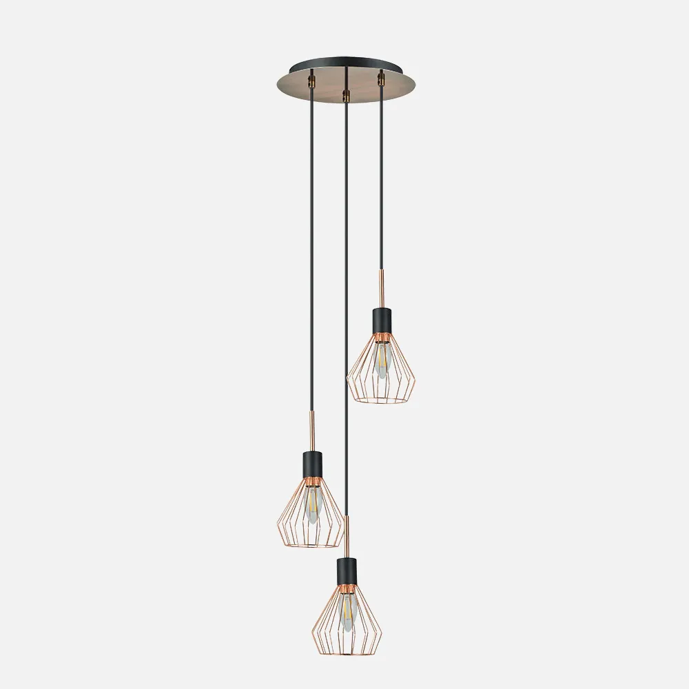 153593073 - Colgante San Petersburgo 3xe14 Negro/cobre Regx30x30 Cm