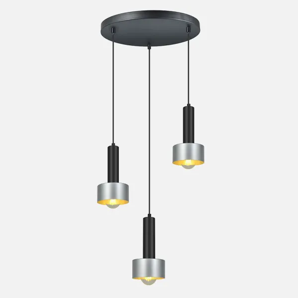 Lámpara Allende 3xe27 Negro/plata Regx35x35 Cm