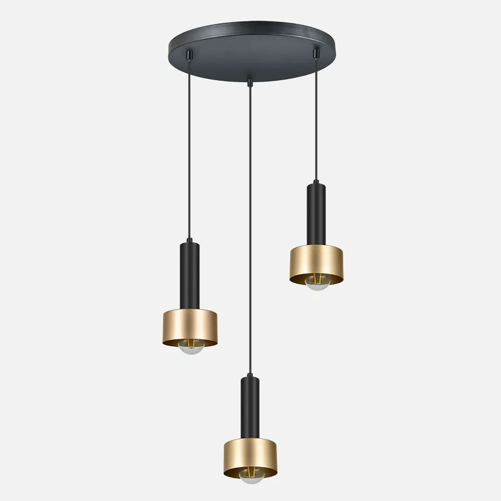 153883016 - Lampara Allende 3xe27 Negro/oro Regx35x35 Cm