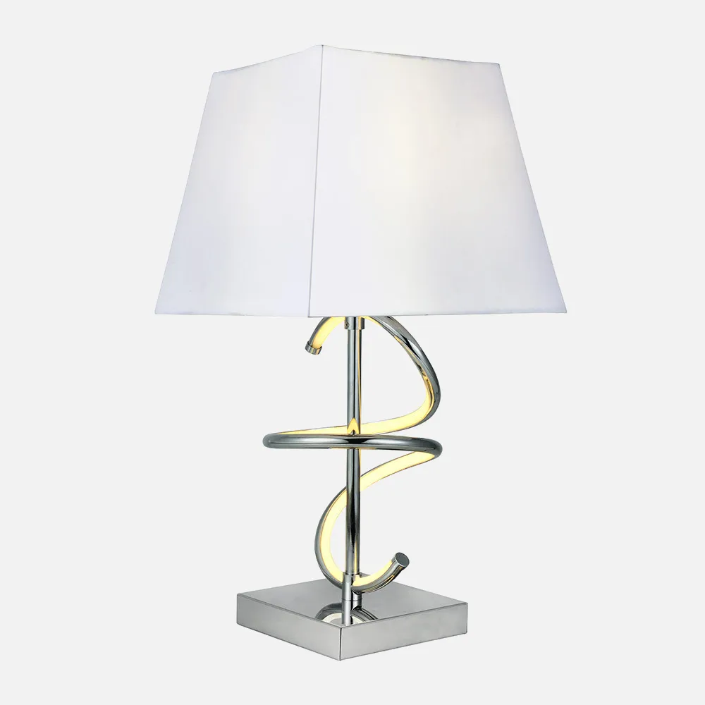 Sobremesa Nueva York 8w 4000k+1xe27 Cromo Pantalla Blanca  600lm 44x23x23 Cm