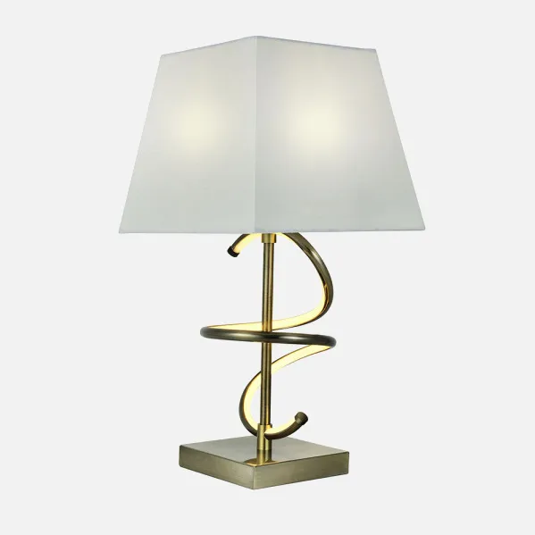 Sobremesa Nueva York 8w 4000k+1xe27 Cuero Pantalla Blanco Roto  600lm 44x23x23 Cm
