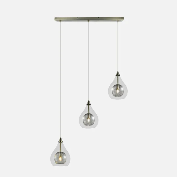 Pendant light Lhasa 3xg9 Leather  Regx65x65 Cm