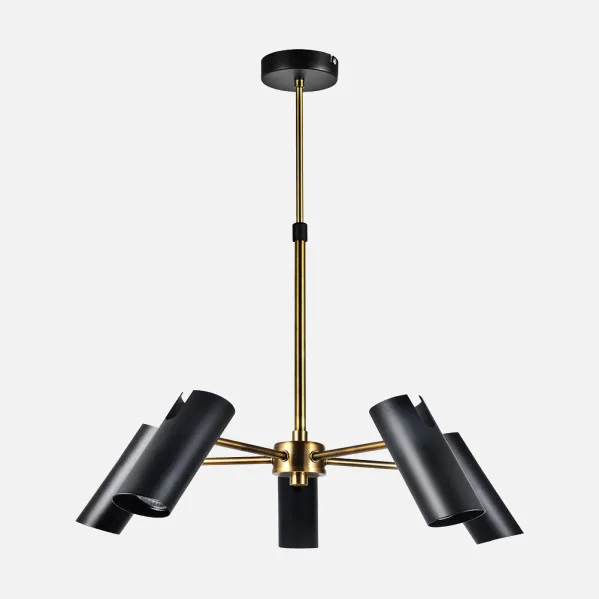 Lampara Marrakech 5xgu10 Negro/cuero Regx58x58 Cm Orientable