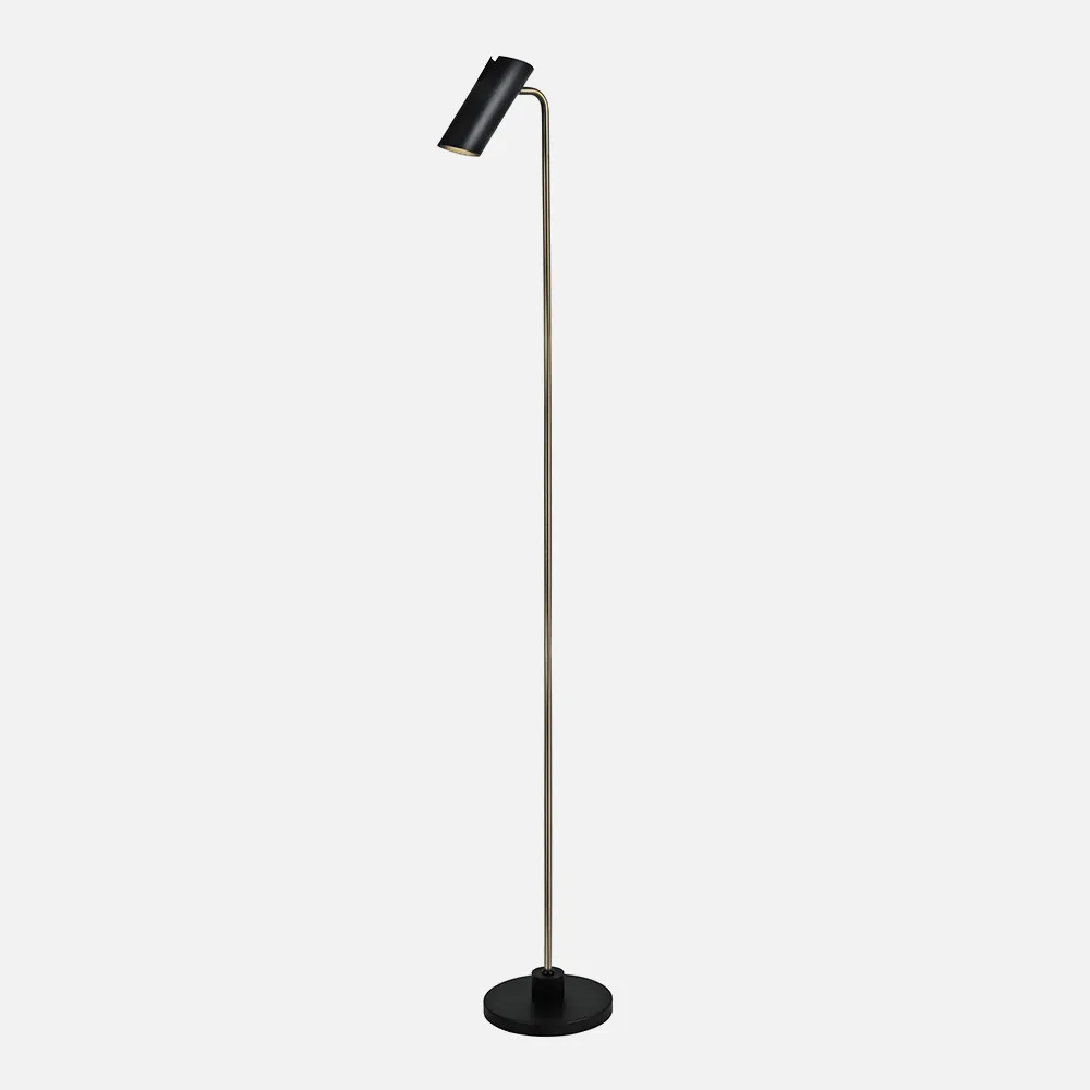 Pie Salon Marrakech 1xgu10 Negro/cuero 148x25x20 Cm Orientable