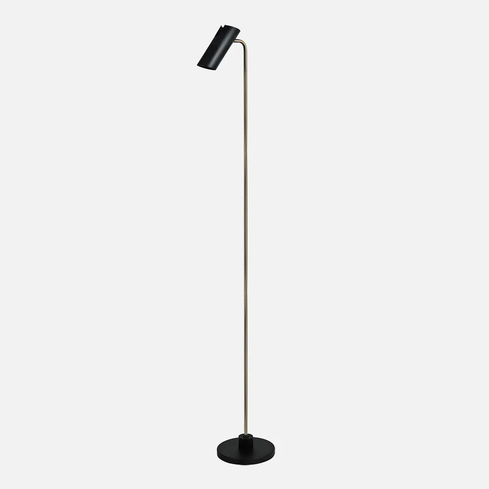 Pie Salon Marrakech 1xgu10 Negro/cuero 148x25x20 Cm Orientable