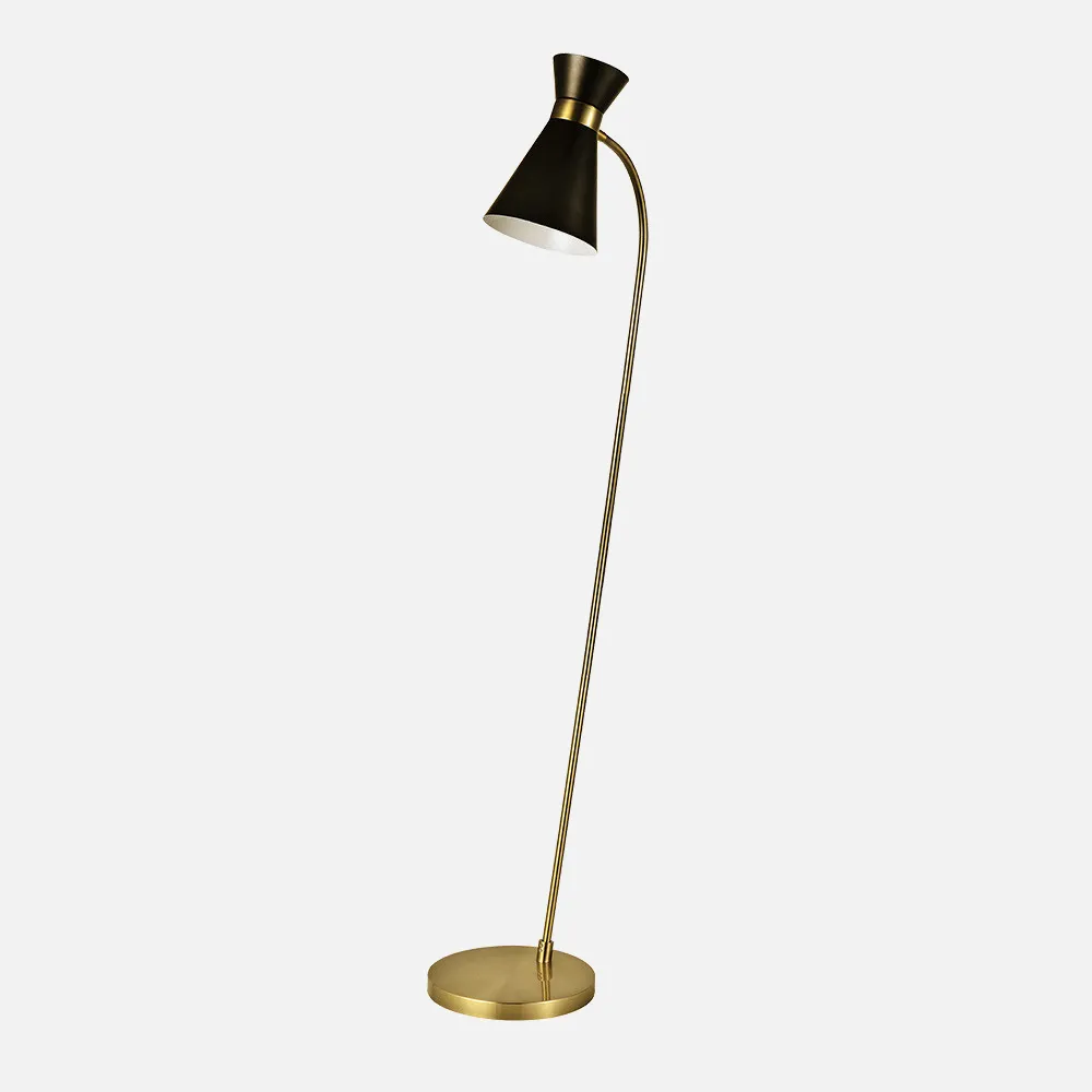 Pie Salon Petra 1xe27 Negro/cuero 139x39x25 Cm Orientable