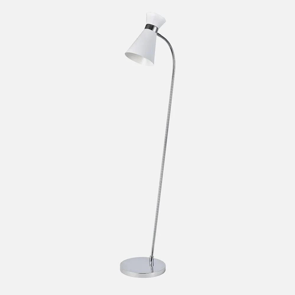 Pie Salon Petra 1xe27 Blanco/cromo 139x39x25 Cm Orientable