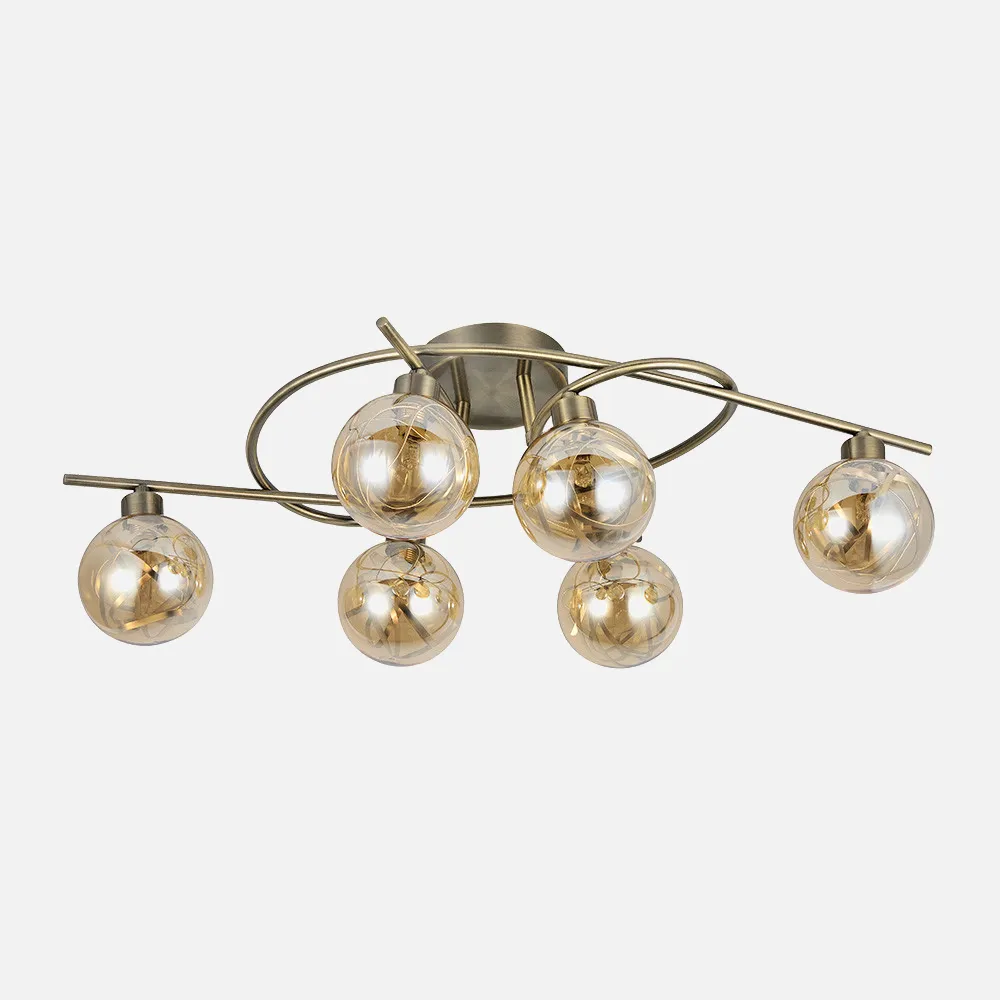 154486014 - Plafon Varanasi 6xg9 Cuero 21x65x30 Cm