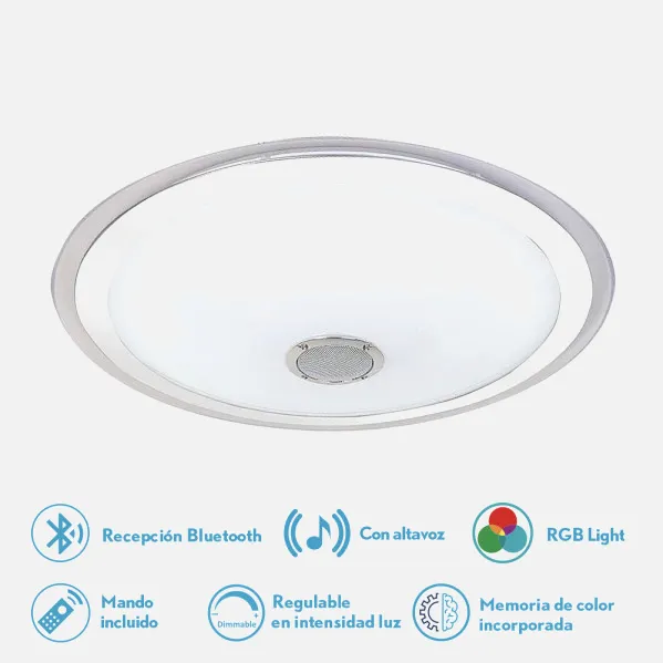 Plafon Magallanes 72w 3 Color+rgb 10x53x53 Cm Bluethooth 5760lm.reg.intens.y C.remoto C/memoria