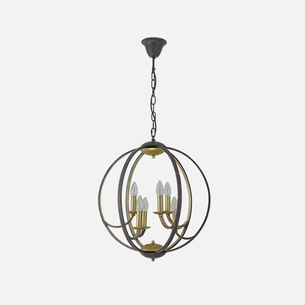 Colgante Narciso 6xe14 Marron/oro Regex51x51 Cm