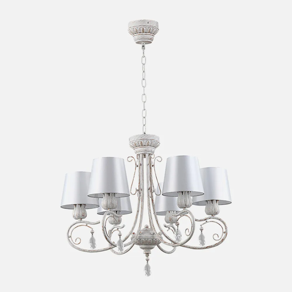Lampara Clematis 6xe14 Blanco/oro Regx68x68 Cm