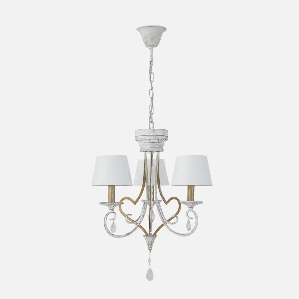 Lampara Crasas 3xe14 Blanco/oro Regx49x49 Cm