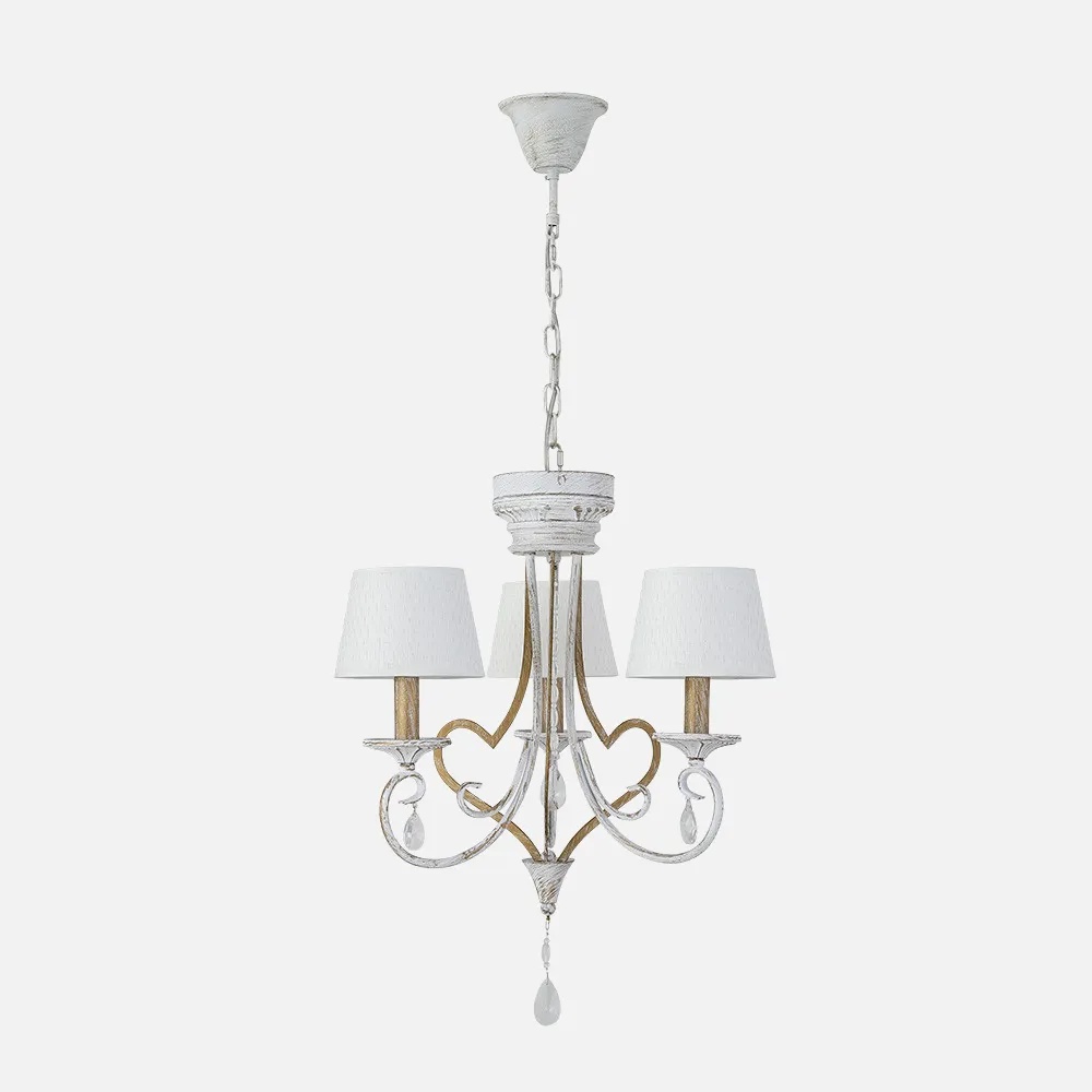Lampara Crasas 3xe14 Blanco/oro Regx49x49 Cm