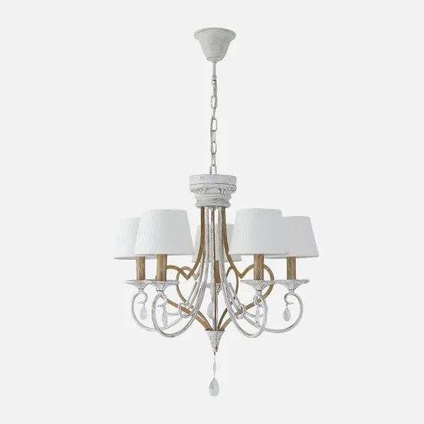 Lampara Crasas 5xe14 Blanco/oro Regx54x54 Cm