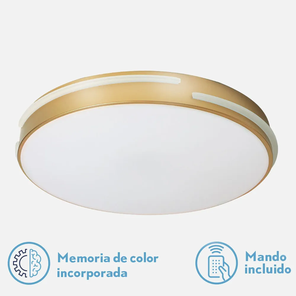 Plafon Riad 96w 3000-4000-6000k Oro Red.5x51,5d  7680lm Reg.intens.c.remoto C/memoria