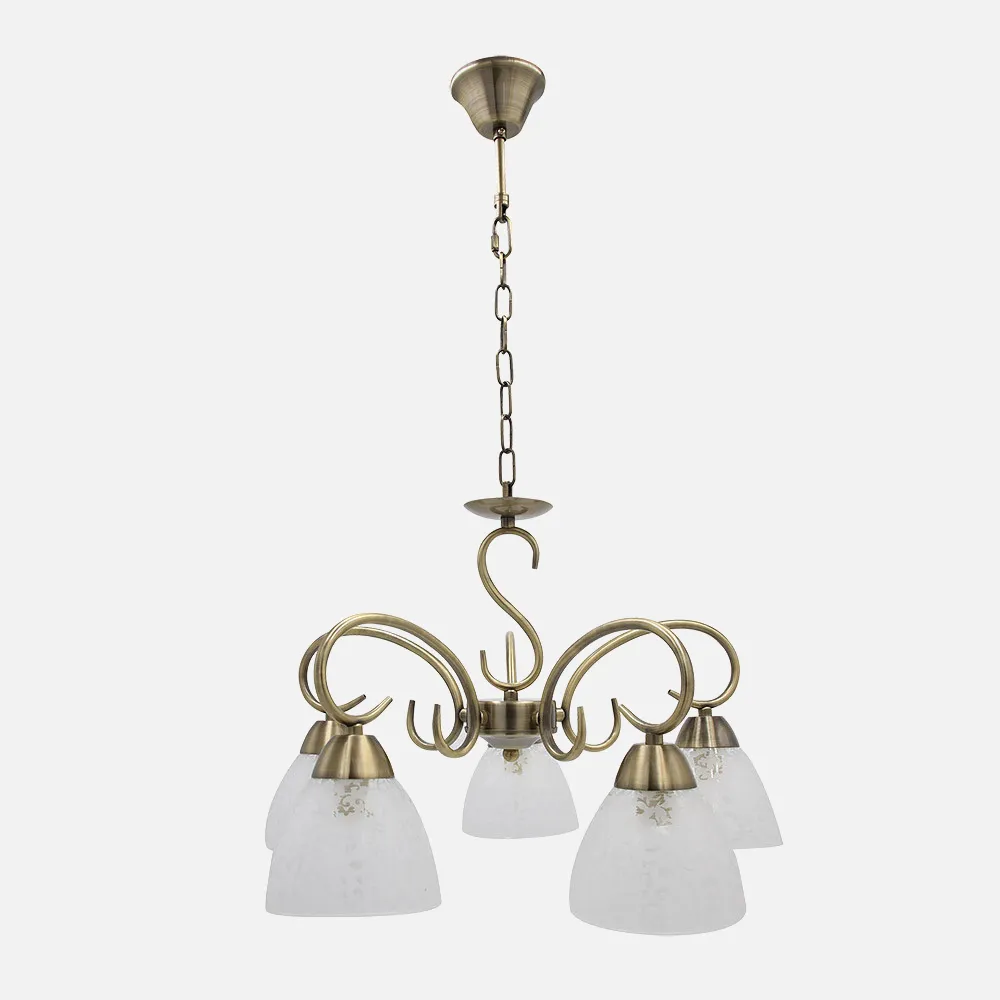 155355014 - Lampara Jaipur 5xe14 Cuero Regx46x46 Cm
