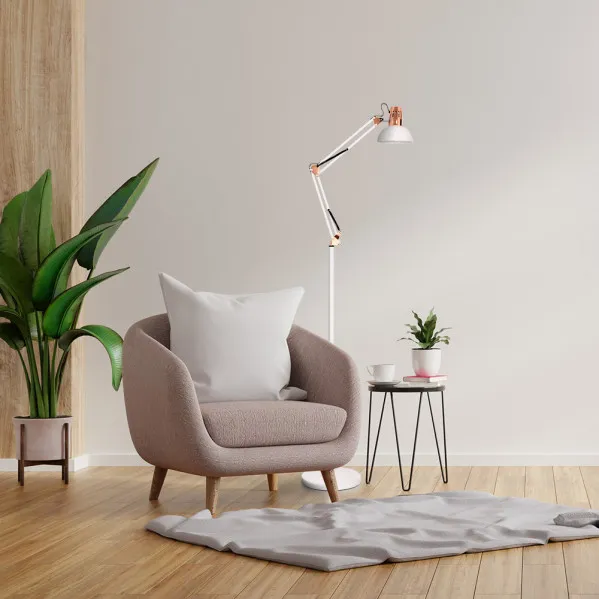 Lâmpada de chão articulada Rutilo 1xe27 Branco/Cobre 180x28x28 Cm