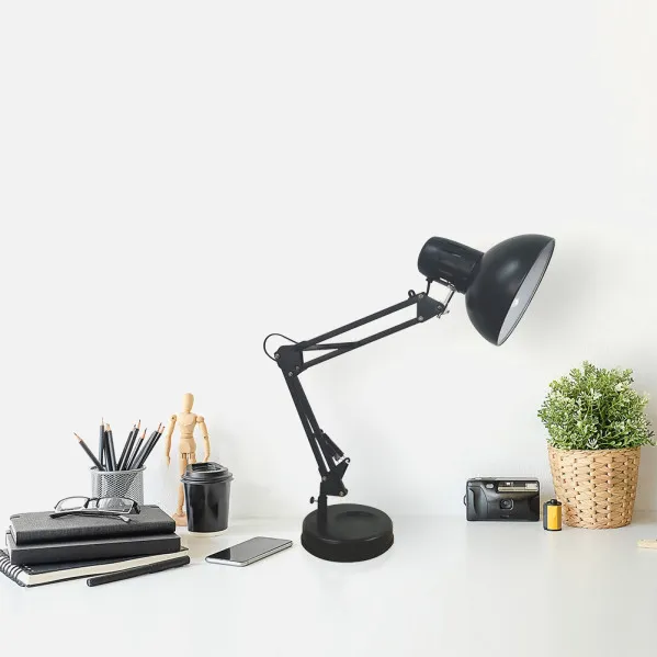 Desk lamp Articulated Rutilo 1xe27 Black Matt 57x39x15 Cm