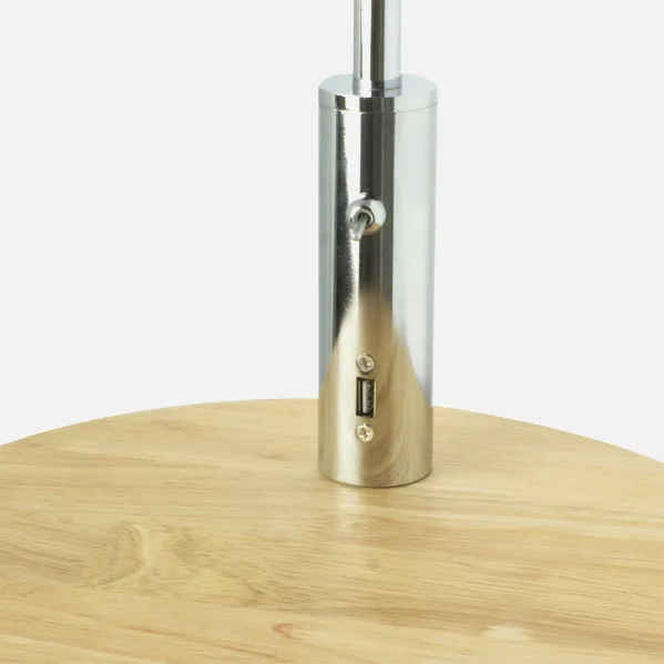 Chrome Sirio C/table And Conex.usb 1xe27 Chrome C/ Pant White (164x40x40)(24x40x40) Cm