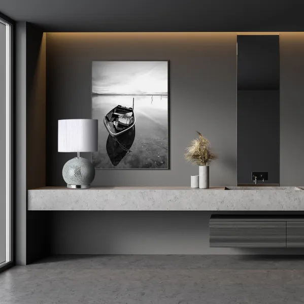 Sobremesa Cristal Secoya 1xe27+LED 5W 4000K 2 Encend.indep  50x30x30 Cm Mosaico Espejo/cromo  C/pant Blanca 