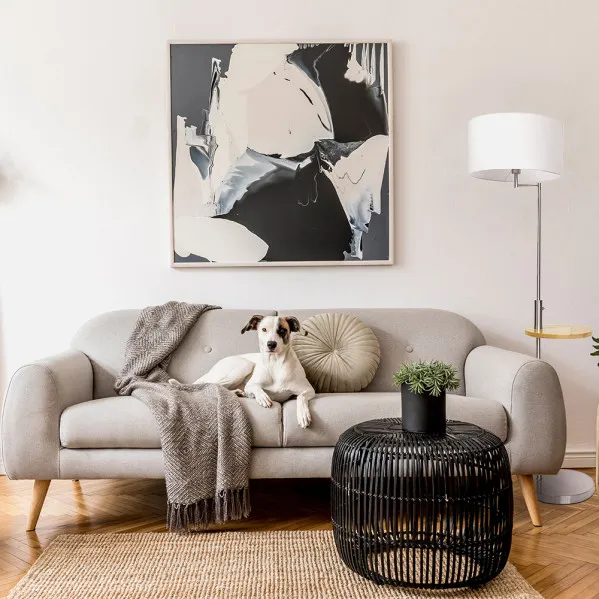 Lâmpada de chão Sirio com mesa e ligação USB 1xe27 Cromado/ Tela branca (164x40x40)(24x40x40) Cm