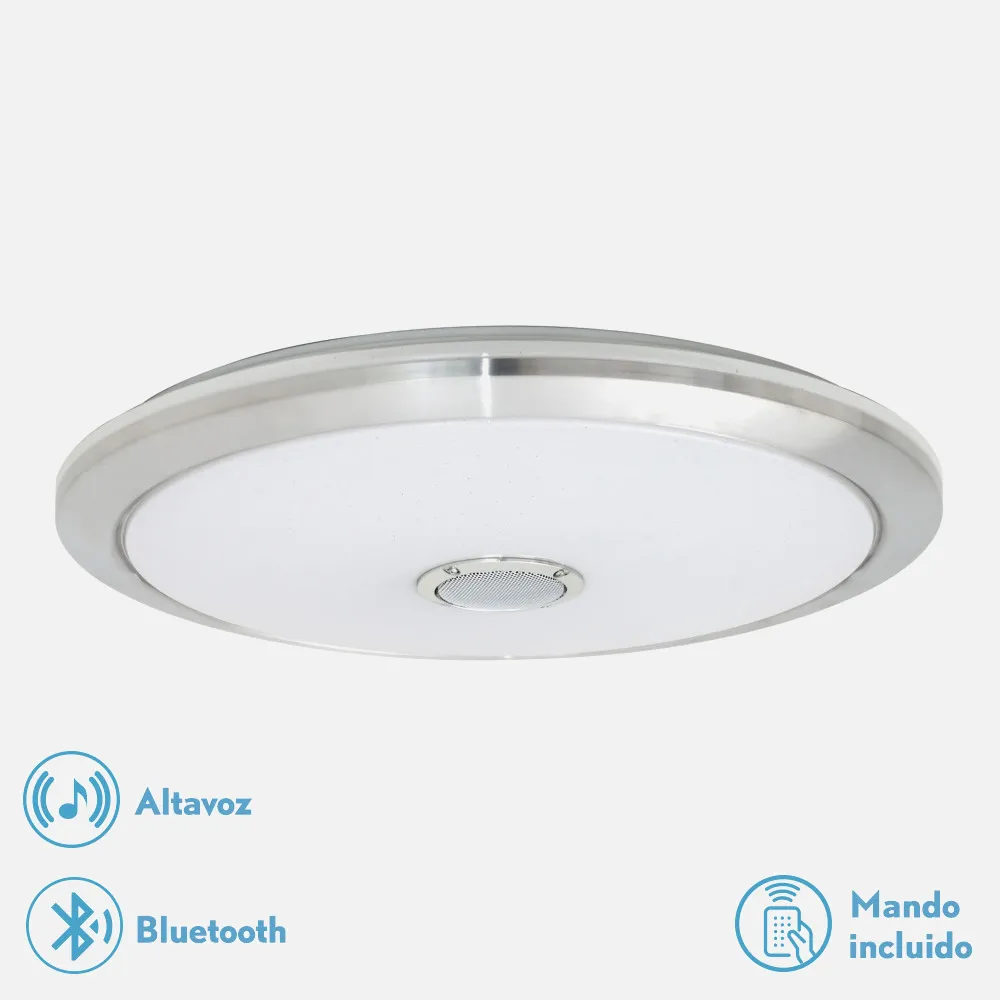 Plafon 90w Jambi Niquel 7200lm C/remoto 50d Regul. Intensidad 3000, 4000, 6000k C/musica