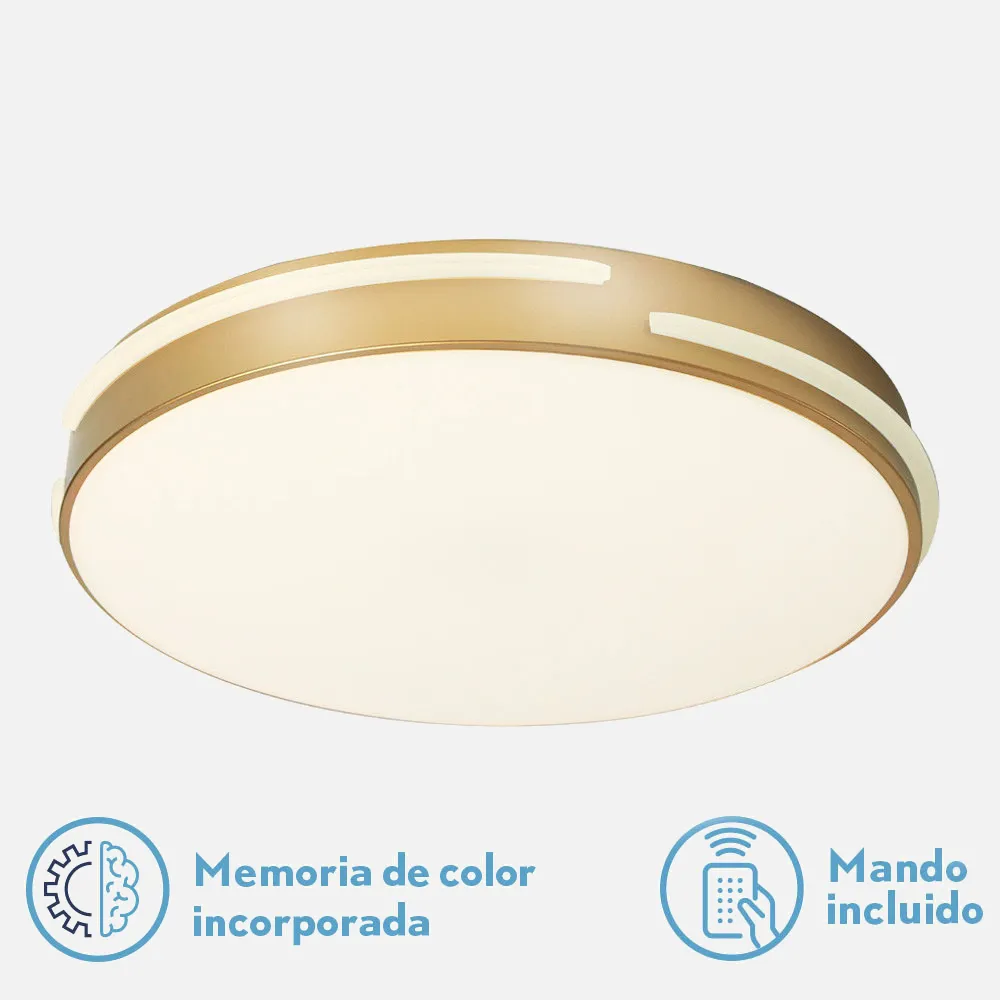 Plafon Riad 96w 3000-4000-6000k Oro Red.5x51,5d  7680lm Reg.intens.c.remoto C/memoria