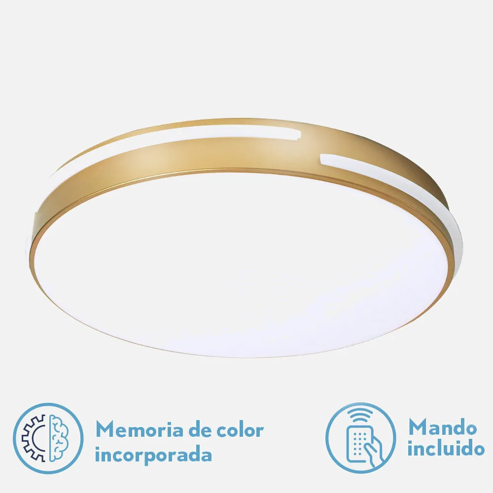 Plafon Riad 96w 3000-4000-6000k Oro Red.5x51,5d  7680lm Reg.intens.c.remoto C/memoria