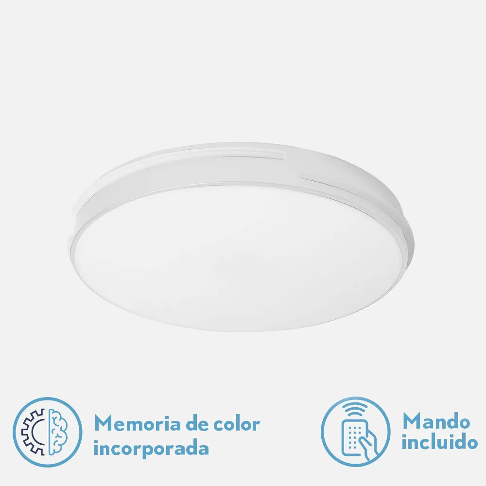 Plafon Riad 48w 3000-4000-6000k Blanco Red.5x41x41 Cm 3840lm Reg.inten.c/remoto C/memoria