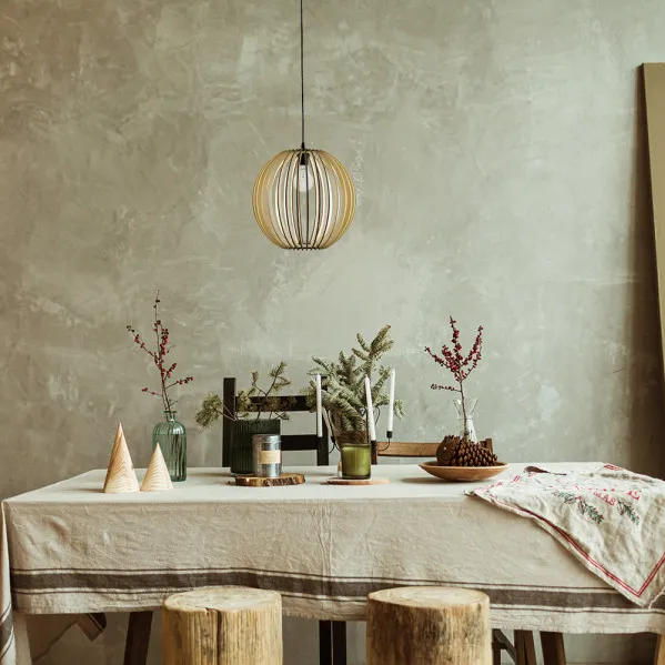 Pendant light Bubinga Ball 1xe27 Wood Natural Regx35x35 Cm