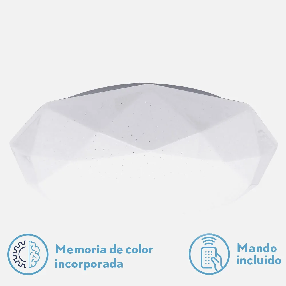 Plafon Daca 96w 3000-4000-6000k Blanco 10x48x48 Cm  10800lm Reg.intens. C.remoto C/memoria