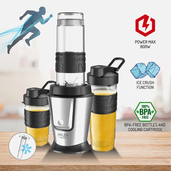 Batidora Personal C/barilla De Enfriamiento 800w 2 Vasos Deportivos Incluidos