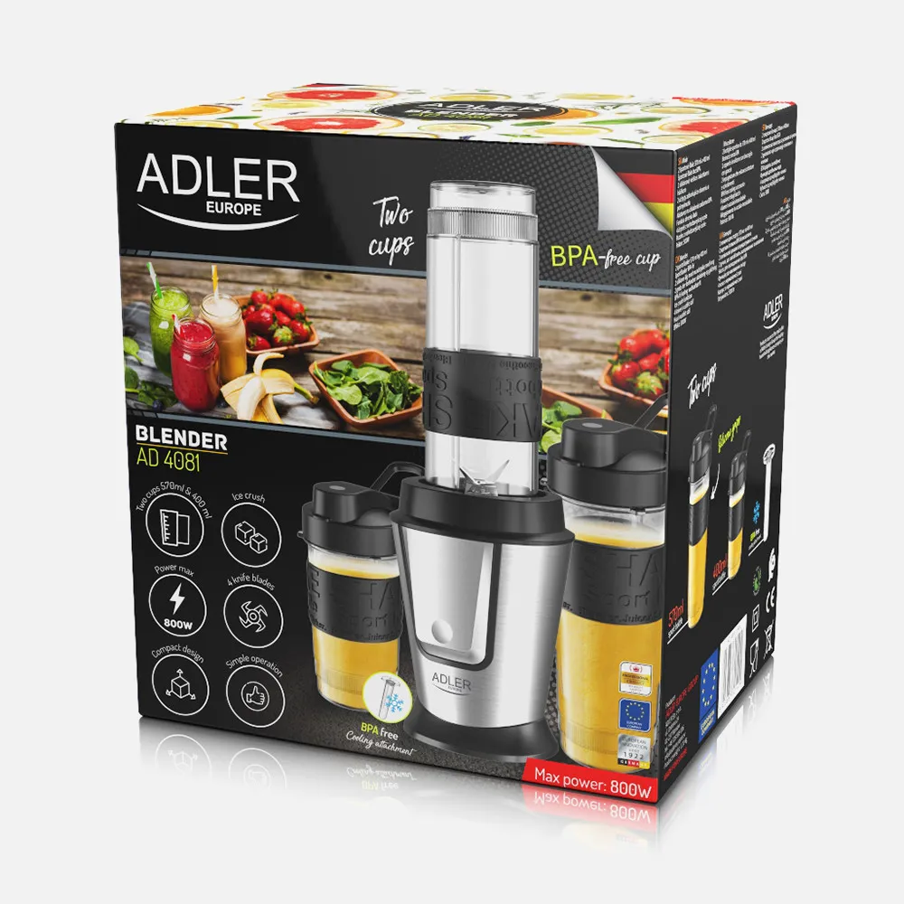 Batidora Personal C/barilla De Enfriamiento 800w 2 Vasos Deportivos Incluidos